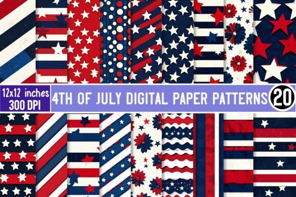 Download 4th of July Digital Paper Patterns - Paper patterns Collection